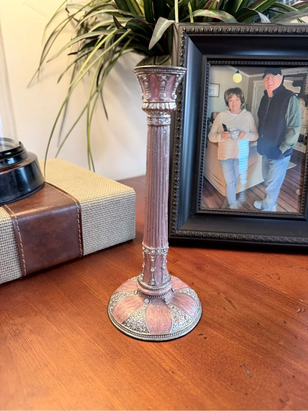 Elegant Pink Decorative Candlestick - Unbranded